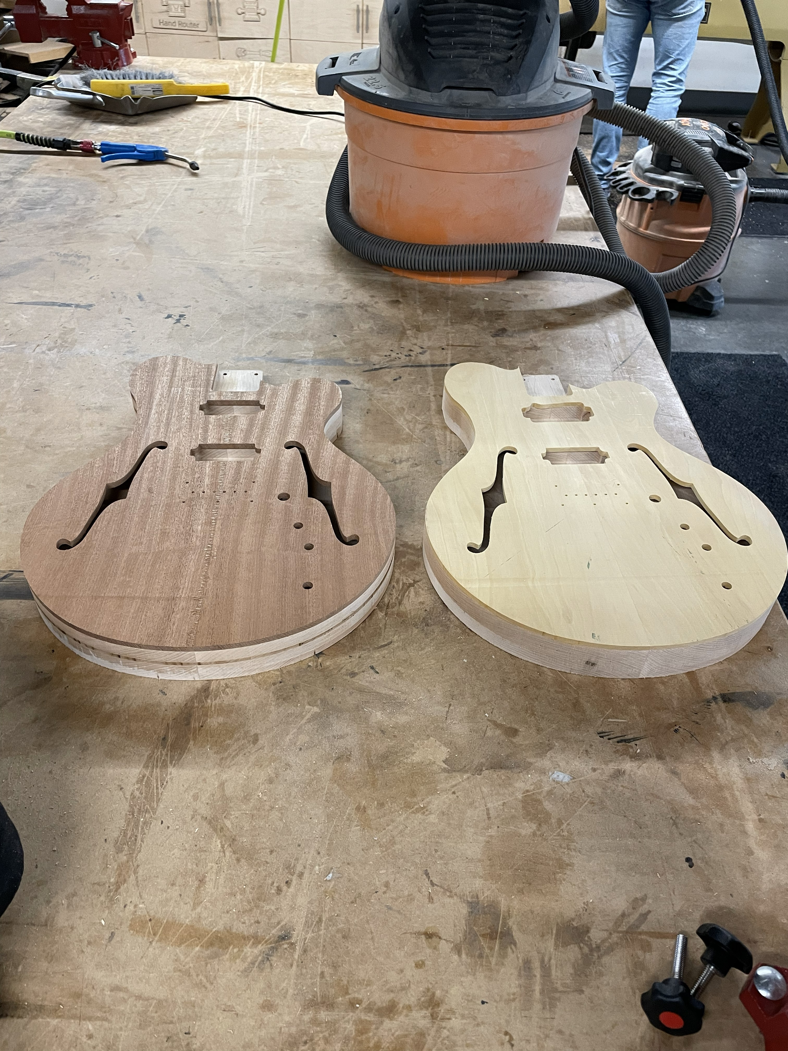 Close-up of guitar body and grain